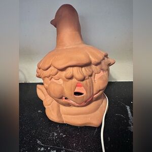 Vintage Halloween Terra Cotta Scarecrow Pumpkin Jack-o-lantern Hat